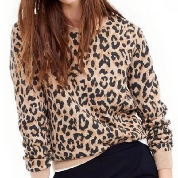 J. Crew Tops - J Crew EUC Leopard Print Sweatshirt